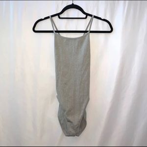 Bp Gray Cross Back Ribbed Bodysuit Tank Top Size Small NWT